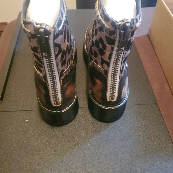 Steve Madden Avenger Leopard Studded Combat Boots - Picture 3 of 7